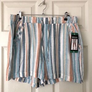 NWT Briggs Linen Blend Striped Shorts Size XL
